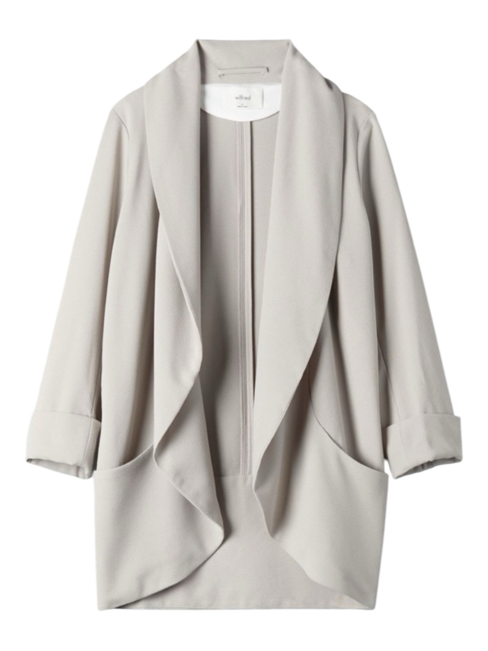 ARITZIA Wilfred Chevalier Cocoon Draped Open-Front Women's Blazer Taupe Gray 4